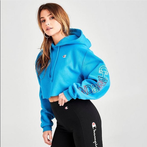 Champion Tops - Champion Cropped Blue Hoodie- NWT - Large